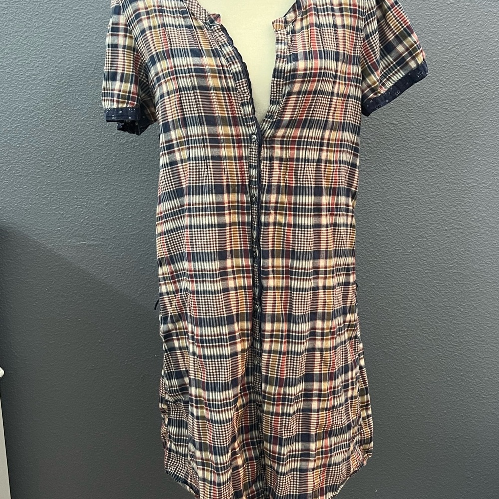 Hollister Plaid Midi Dress in Navy, Cream & Red